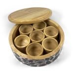 Wooden Spice Box with 7 Small Bowls