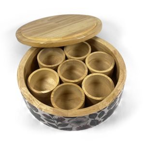 ur Wooden Spice Box with 7 Small Bowls