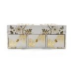 Stylish White3-Drawer Desk Organizer Box with Colorful Design for Bedroom