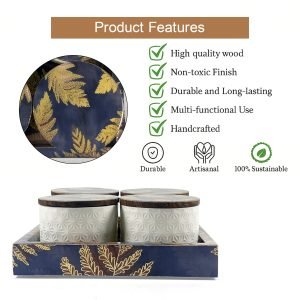 4-Jar Condiment Set with Lids on Tray – Stylish Kitchen Storage: