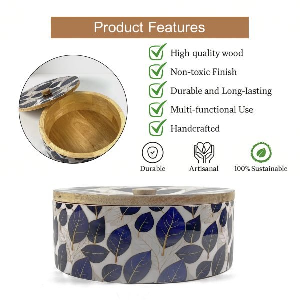 Traditional Pattern Wooden Roti Box with Lid