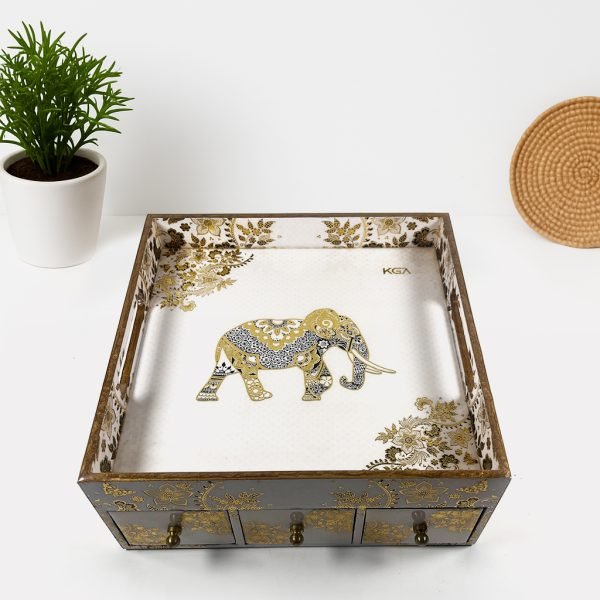 Stylish White3-Drawer Desk Organizer Box with Colorful Design for Bedroom