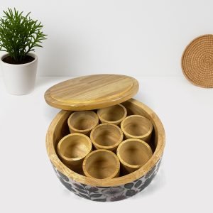 ur Wooden Spice Box with 7 Small Bowls