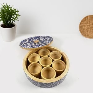 Traditional Wooden Masala Box – 7Bowls