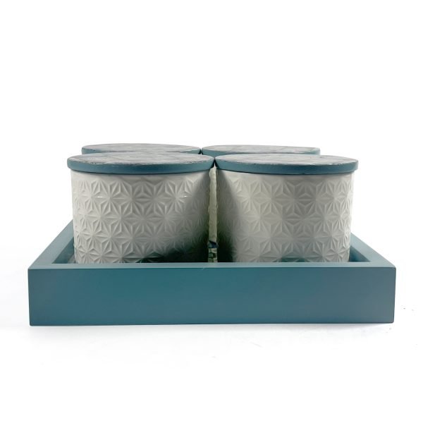 Blue & White Patterned Storage Container Set
