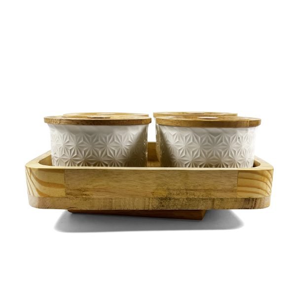 Luxury Spice & Condiment Jar Set with Wooden Organizer Tray