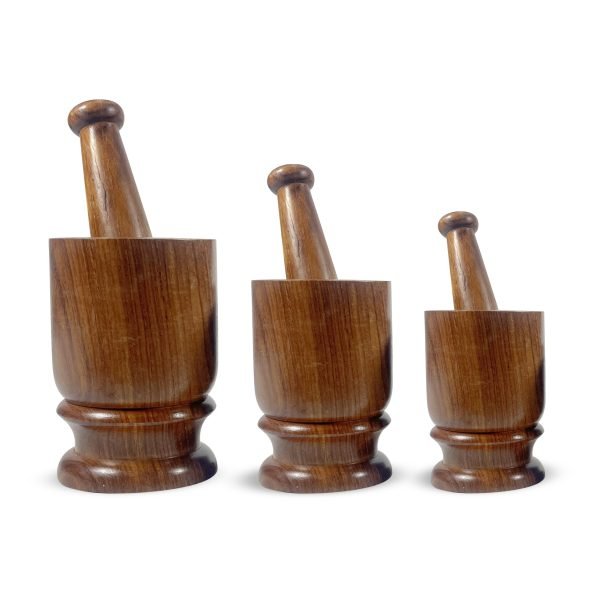 Premium Wooden Mortar & Pestle Set (3 Sizes)