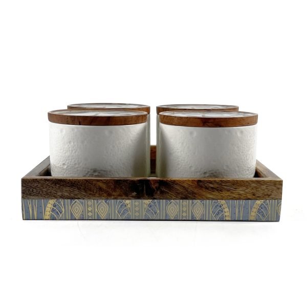 Elegant 4-Jar Condiment Set with Tray – Stylish Storage for Kitchen Essentials