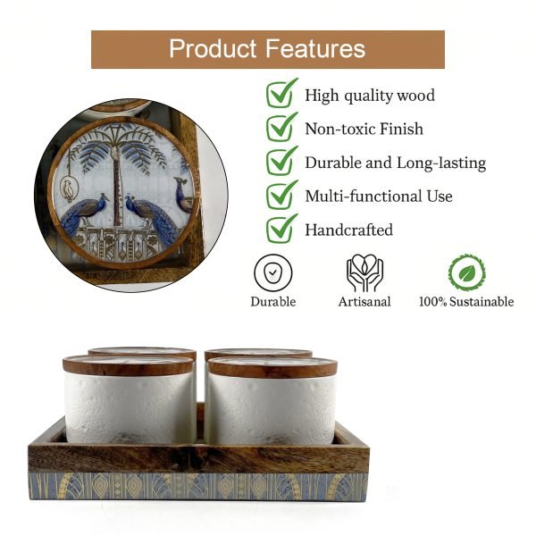 Elegant 4-Jar Condiment Set with Tray – Stylish Storage for Kitchen Essentials