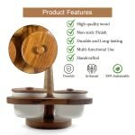 Ceramic Condiment Jar Set of 4 with Wooden Lids and Stand