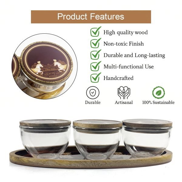 Royal Glass Jar Set with Wooden Tray and Lids