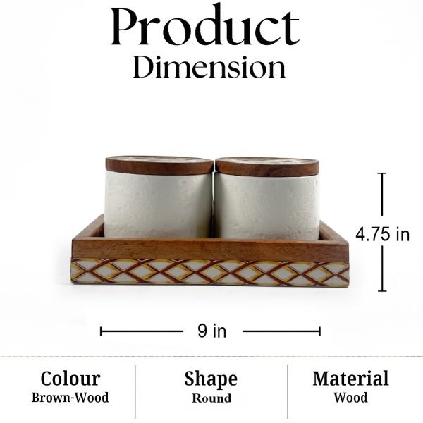 Handmade Wooden Spice Box 2pcs Set with Lid