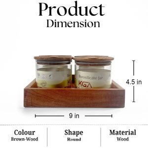 4-Piece Kitchen Glass Jar Set with Wooden Lids and Tray