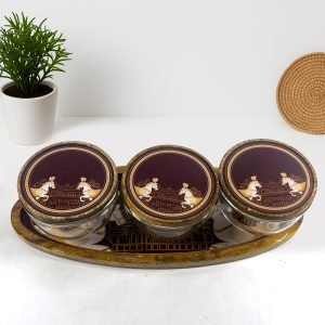 Royal Glass Jar Set with Wooden Tray and Lids