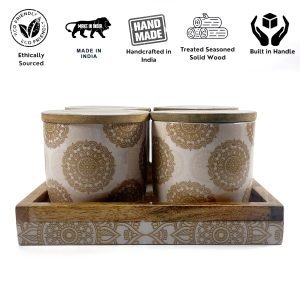 Natural Wood Jar set of 4