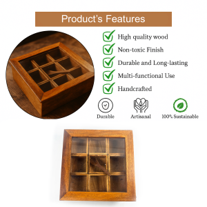 Handcrafted Wooden Spice Box with Spoon