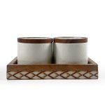 Handmade Wooden Spice Box 2pcs Set with Lid