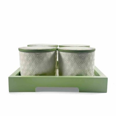 Green-Themed Storage Jar Set with Organizer Tray