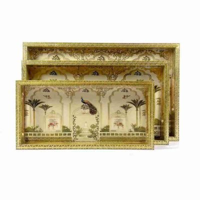 Sanskriti Luxury Handcrafted Tray Set 3 Pieces