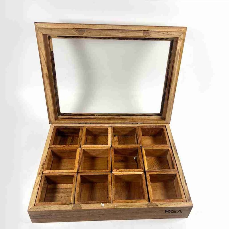 Stunning Artisan Wooden Masala Box 12 Compartment Large