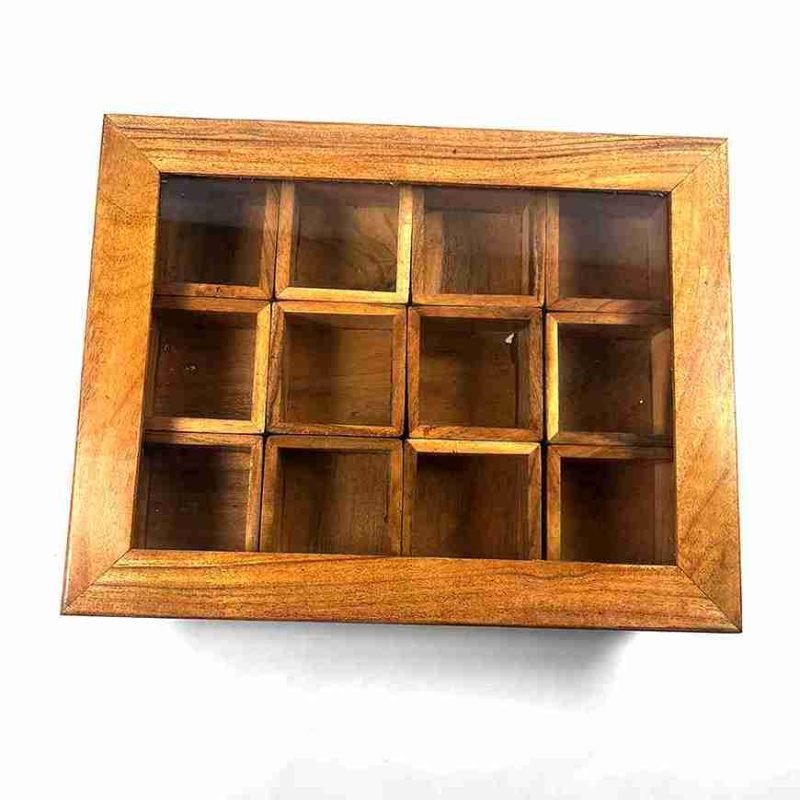 Stunning Artisan Wooden Masala Box 12 Compartment Large