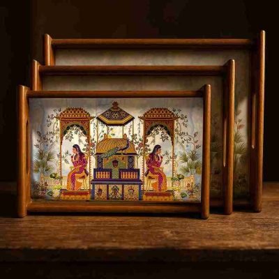 artisan edge wooden serving tray 3 pieces