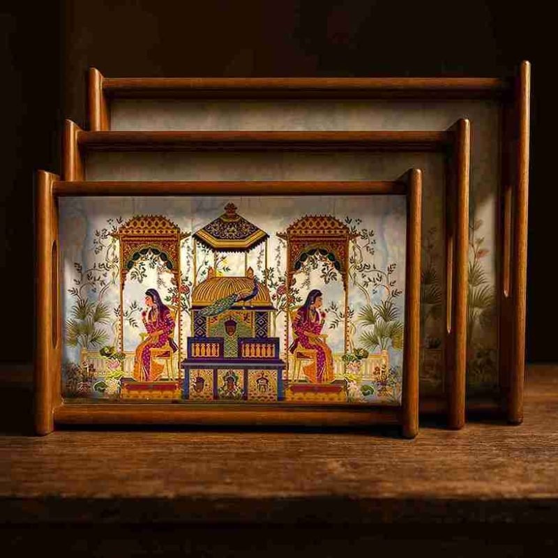 Artisan Edge Serving Tray-3 Pieces-Wooden (Set of 1)