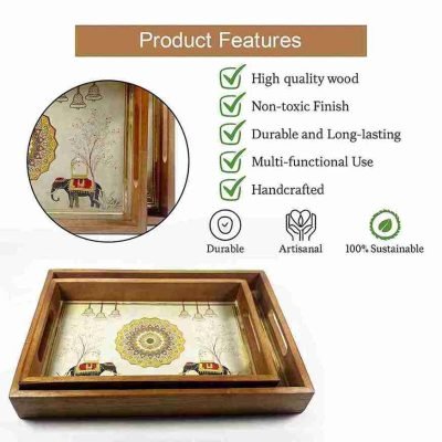 Classic Rectangle Serving Tray 2 Pieces Decor