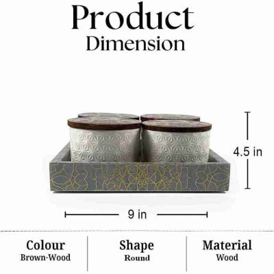 4-Jar Storage Set with Lids and Tray – Decorative Kitchen Organizer