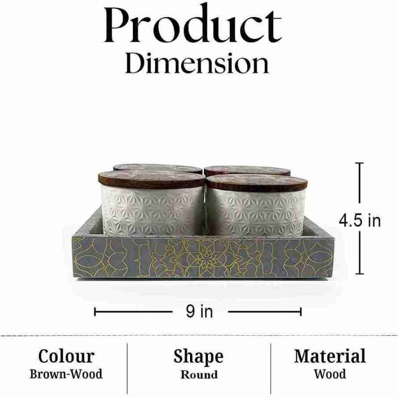 Storage Set 4 Jar - with Tray - Kitchen Decor (Set of 1)