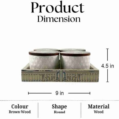 4-Piece Condiment Jar Set with Tray and Lids – Kitchen Storage Organizer