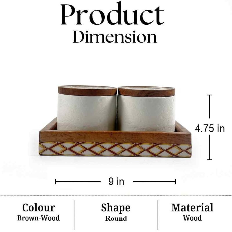 Vivo Wooden Spice Box-2 Compartment-Table (Set of 1)