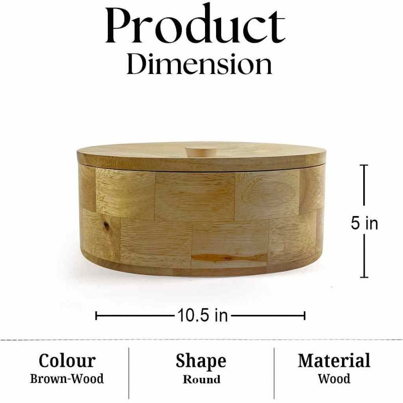 Ultimate Handcrafted Wooden Roti Box-Traditional (Set of 1)