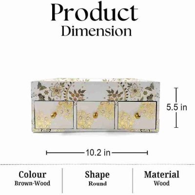 Stylish White3-Drawer Desk Organizer Box with Colorful Design for Bedroom