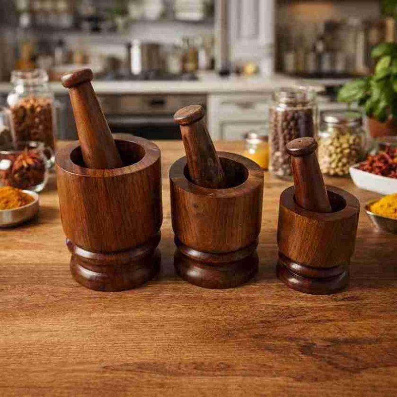 Okhli Sheesham-3 Pieces Multi Sizes-Spice Grinder (Set of 1)