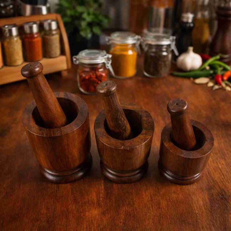 Okhli Sheesham-3 Pieces Multi Sizes-Spice Grinder (Set of 1)