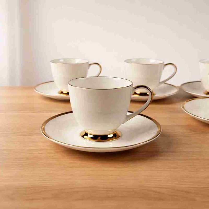 Ceramic Tea Set - 6 Pcs for Home Serving (Set of 1)