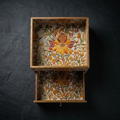 Floral Wooden Signature Organizer Drawer – Decor (Set of 1)