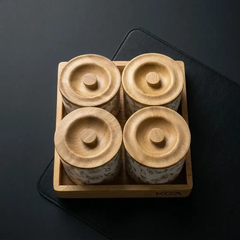 Imperio All in One Jars 4 Pieces with Tray (Set of 1)