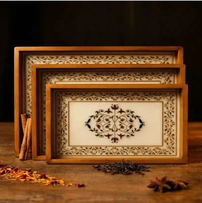 Multi Purpose Wooden Serving Tray 3 Pieces