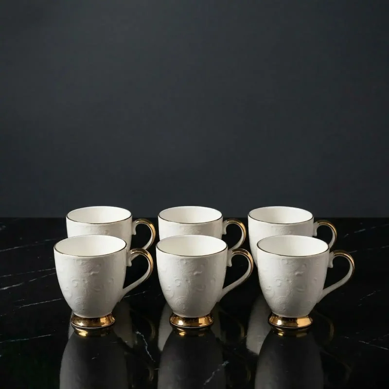 Neha Gold Ceramic Coffee Mugs-6 Pieces (Set of 1)