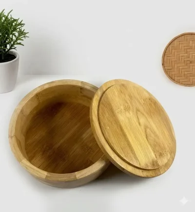 Round Rubber Wood Roti Box Durable