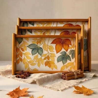 Printed Rectangle Serving Tray 3 Pieces