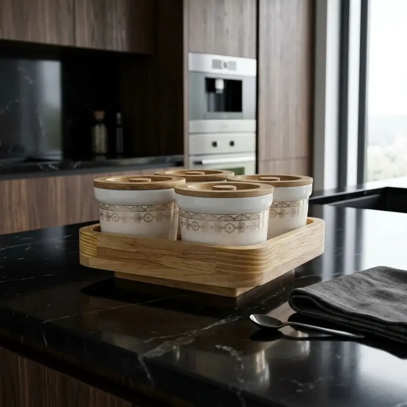 Revolving Aura Jars 4 Pieces with Tray (Set of 1)