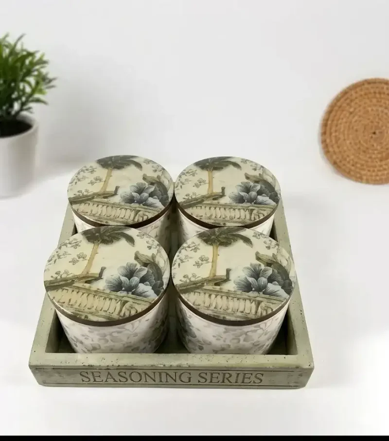 Sanskriti Ceramic 4 Pcs Jars-Spice Storage (Set of 1)
