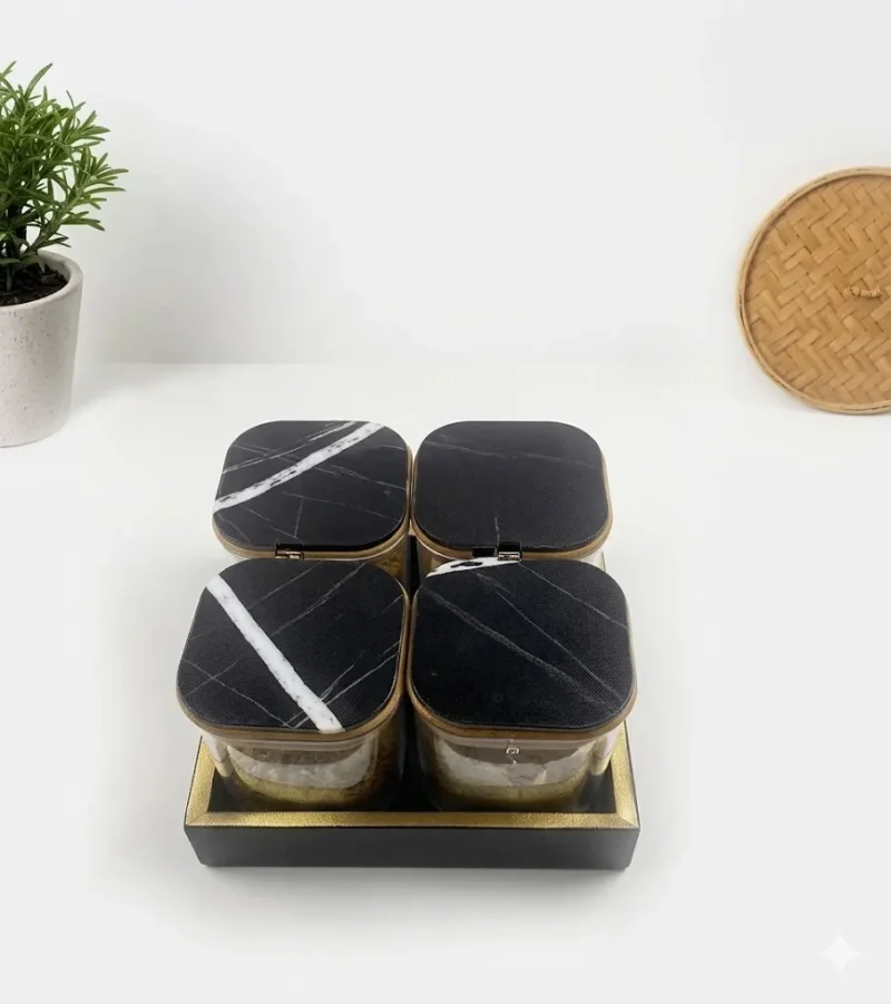 Signature Candy 4 Jars-Marble Finish (Set of 1)