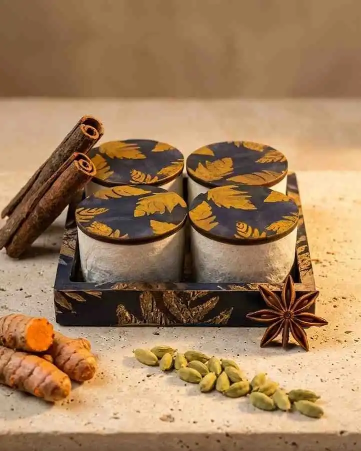Sanskriti Ceramic 4 Pcs Jars-Spice Storage (Set of 1)