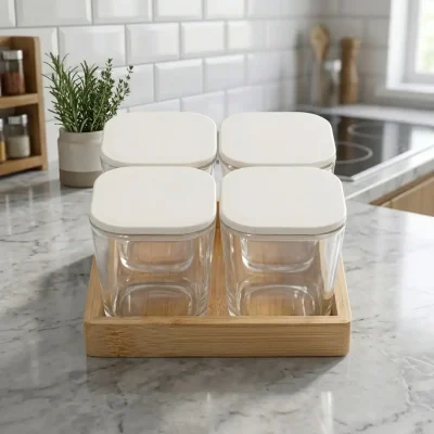 Signature Candy Jar Set Marble Finish 4 Pieces