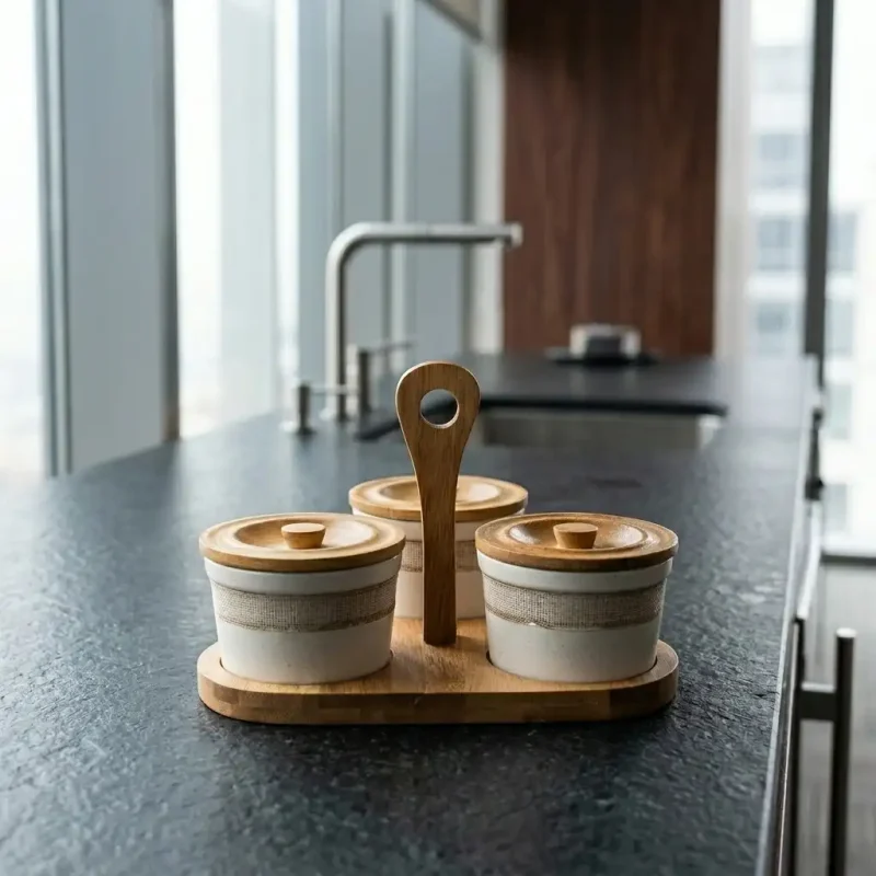 Trio Condiment Set-3 Jars with Stand-Dining (Set of 1)