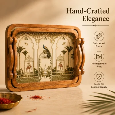 Elegant Palm Printed Serving Tray